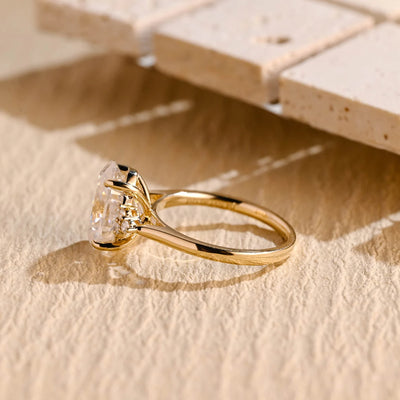 1.50 CT Oval Cut Cluster Diamond Moissanite Engagement Ring