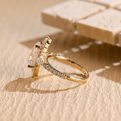 1.0 CT Oval Cut Cluster Diamond Moissanite Engagement Ring