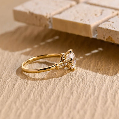 1.0CT Oval Cut Vintage Cluster Moissanite Engagement Ring