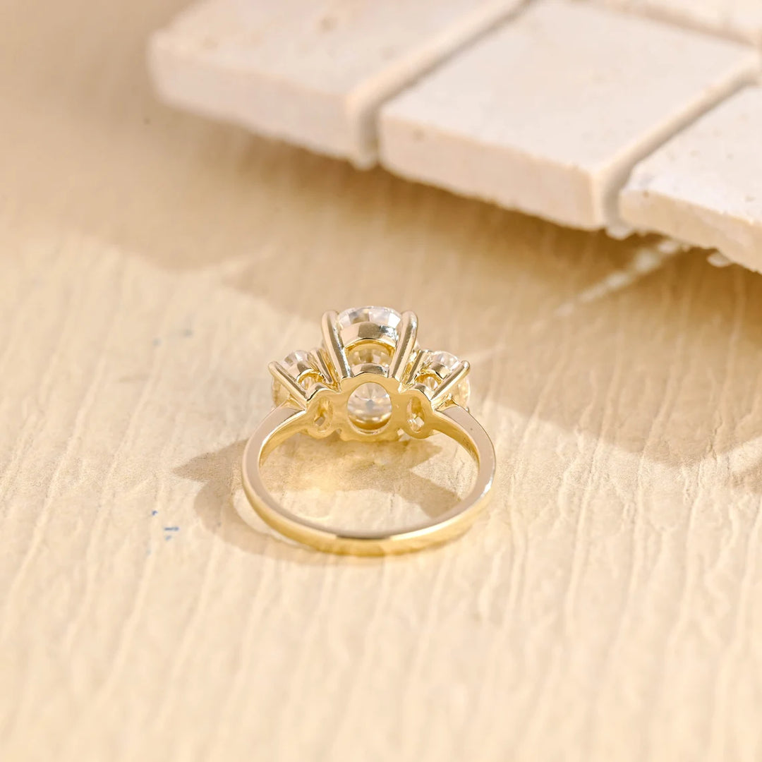 1.50 CT Oval Cut Three Stone Moissanite Engagement Ring