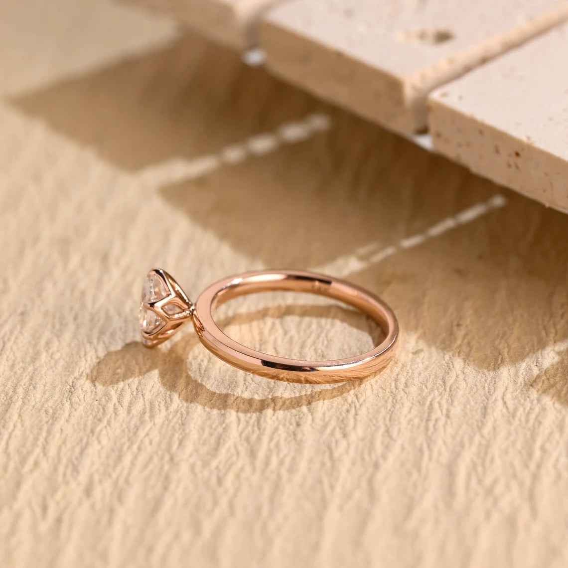 1.0CT Oval Diamond Solitaire Moissanite Engagement Ring