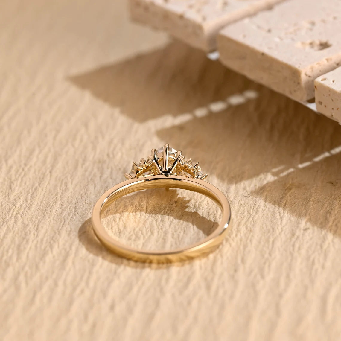 1.0 CT Oval Cut Cluster Diamond Moissanite Engagement Ring