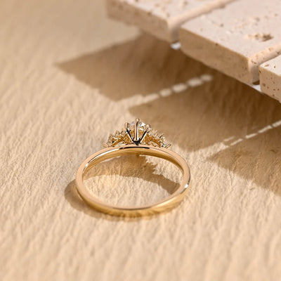 1.0 CT Oval Cut Cluster Diamond Moissanite Engagement Ring