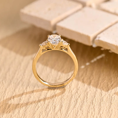 1.0 CT Oval Cut Three Stone Moissanite Engagement Ring