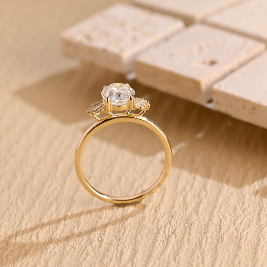 1.50 CT Oval Cut Cluster Diamond Moissanite Engagement Ring