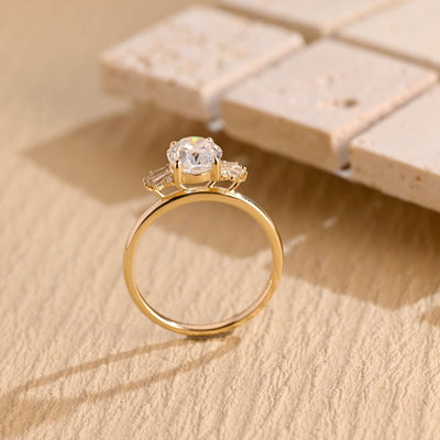 1.50 CT Oval Cut Cluster Diamond Moissanite Engagement Ring