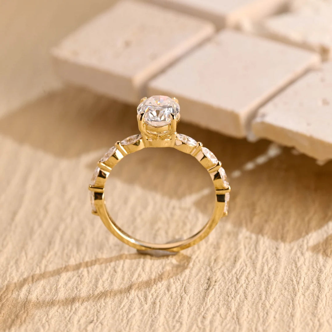 1.50 CT Oval Cut Pave Setting Moissanite Engagement Ring