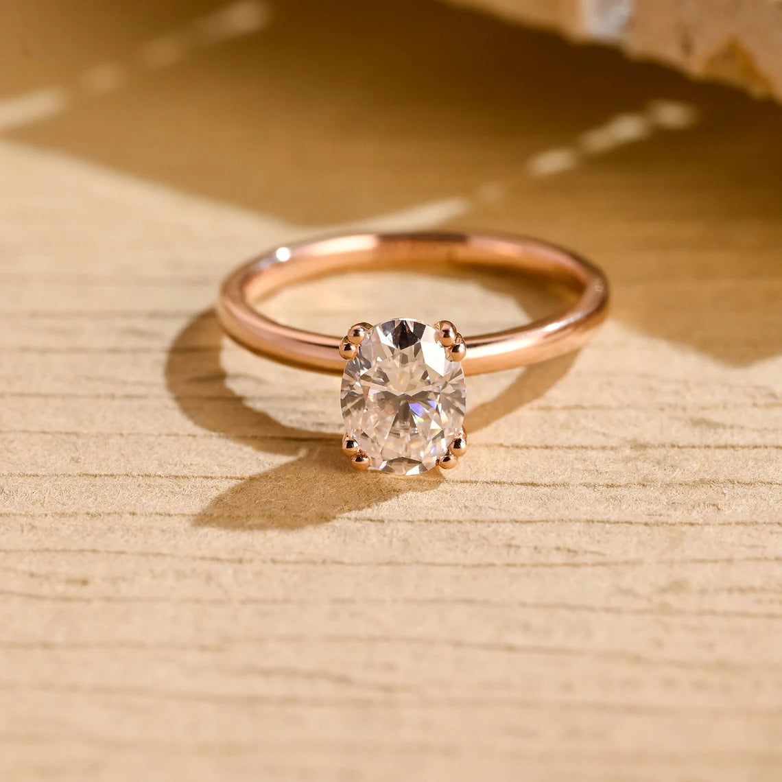 1.0 CT Oval Cut Diamond Solitaire Moissanite Engagement Ring