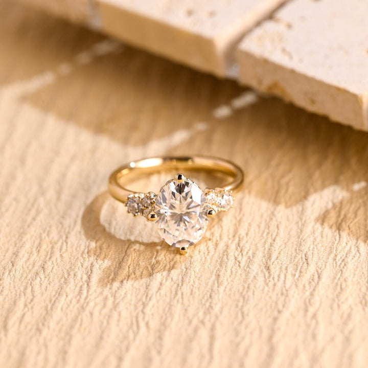 1.50 CT Oval Cut Hidden Halo Diamond Moissanite Engagement Ring