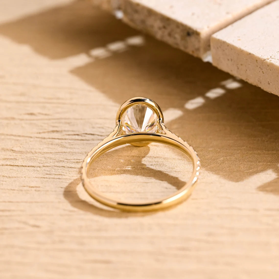 1.50 CT Oval Cut Bezel Pave Setting Moissanite Engagement Ring