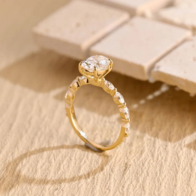 1.50 CT Oval Cut Pave Setting Moissanite Engagement Ring