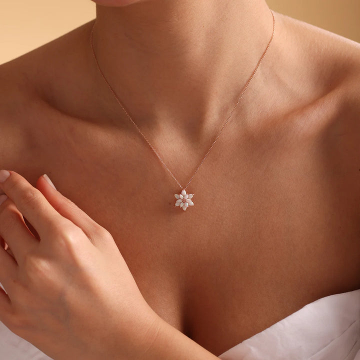 Pear Cut Floral Opal Gemstone Necklace For Her -October Birthstone