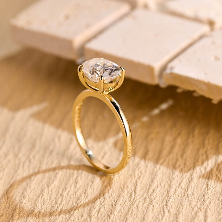 2.0 CT East West Oval Cut Solitaire Moissanite Engagement Ring
