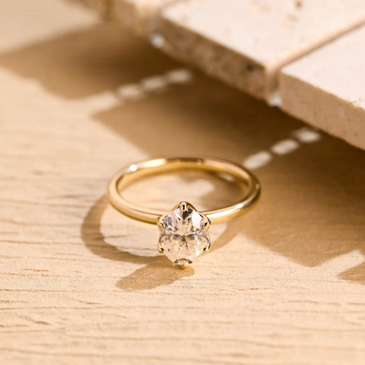 1.0CT Oval Diamond Solitaire Moissanite Engagement Ring