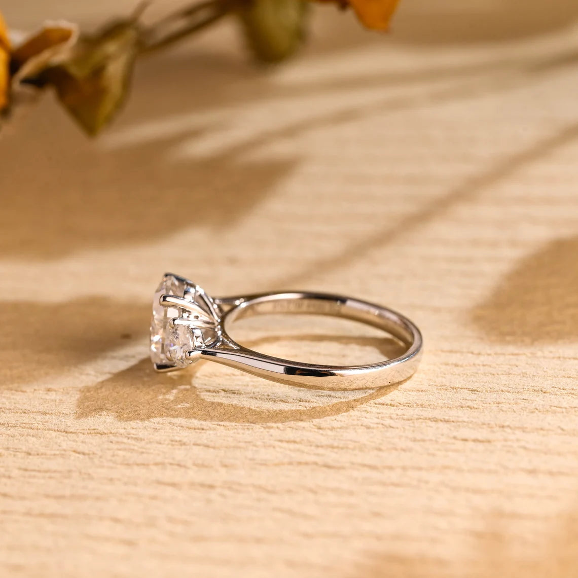 1.0 CT Oval Cut Three Stone Moissanite Engagement Ring