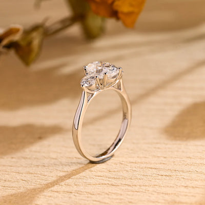 1.0 CT Oval Cut Three Stone Moissanite Engagement Ring