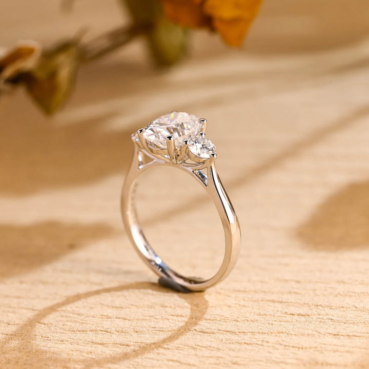 1.0 CT Oval Cut Three Stone Moissanite Engagement Ring
