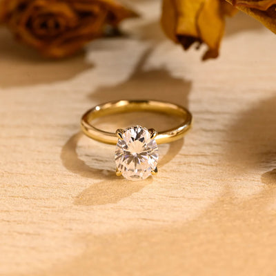 1.0CT Oval Cut Hidden Halo Moissanite Engagement Ring