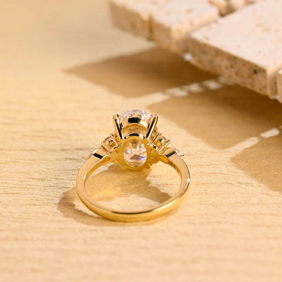 3.0 CT Oval Cut Cluster Diamond Moissanite Engagement Ring