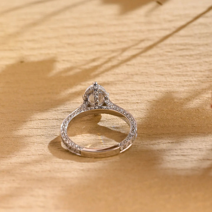 1.0 CT Oval Cut Three Side Pave Setting Moissanite Engagement Ring