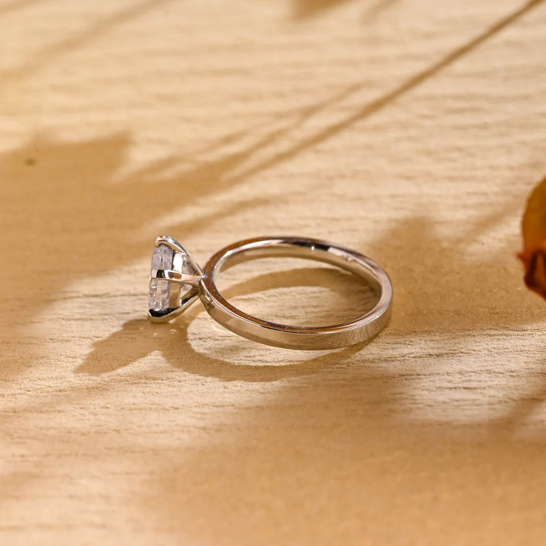 1.0 CT Oval Cut Wide Band Solitaire Moissanite Engagement Ring