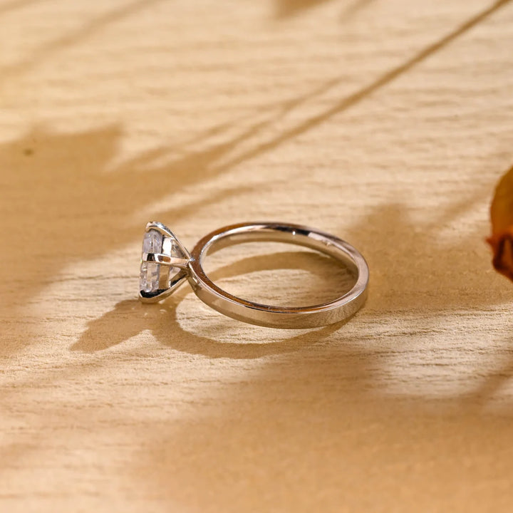 1.0 CT Oval Cut Wide Band Solitaire Moissanite Engagement Ring