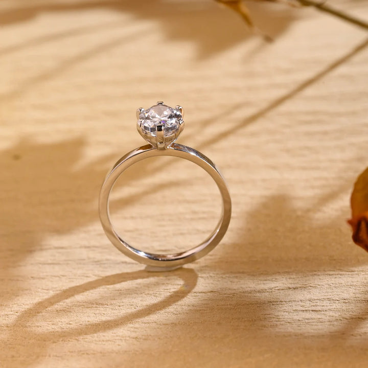 1.0 CT Oval Cut Wide Band Solitaire Moissanite Engagement Ring