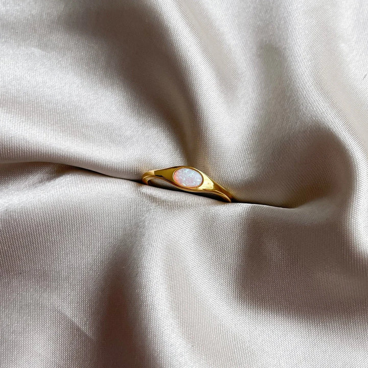 Oval Cut Opal Gemstone Statement Engagement Ring -October Birthstone