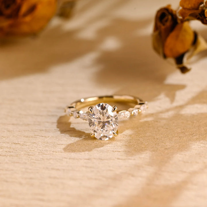 1.50 CT Oval Cut Hidden Halo Diamond Moissanite Engagement Ring