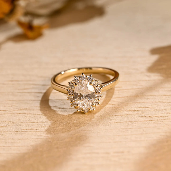 2.0 CT Oval Cut Halo Diamond Moissanite Engagement Ring