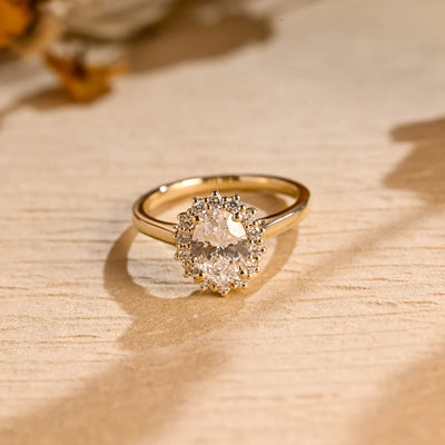 2.0 CT Oval Cut Halo Diamond Moissanite Engagement Ring