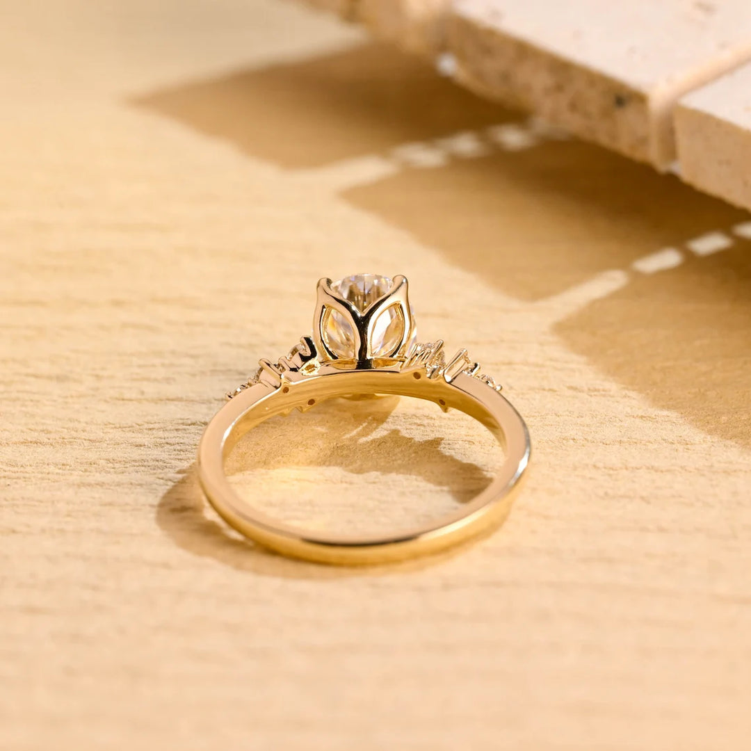 1.50CT Oval Cut Cluster Diamond Moissanite Engagement Ring