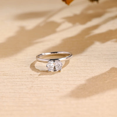 1.50 CT East West Oval Cut Solitaire Moissanite Engagement Ring