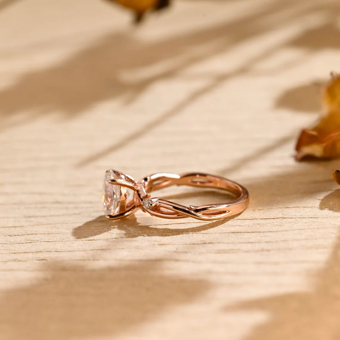 1.0 CT Oval Cut Twig Nature Inspired Moissanite Engagement Ring