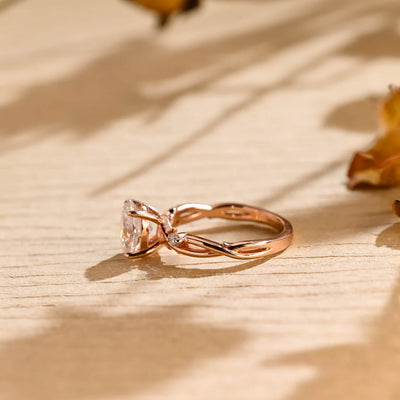 1.0 CT Oval Cut Twig Nature Inspired Moissanite Engagement Ring