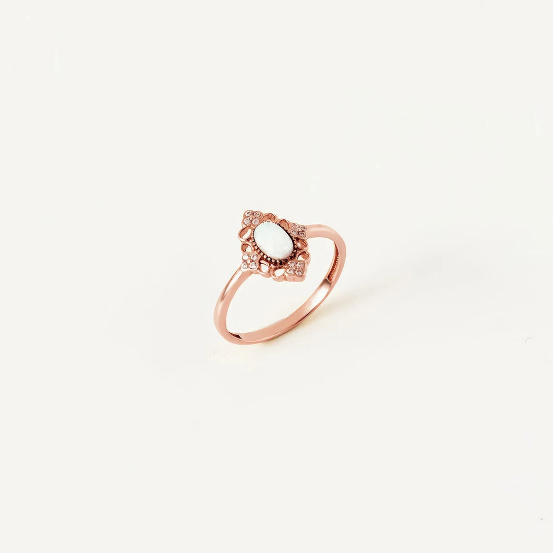 Oval Cut Opal Gemstone Vintage Engagement Ring -October Birthstone