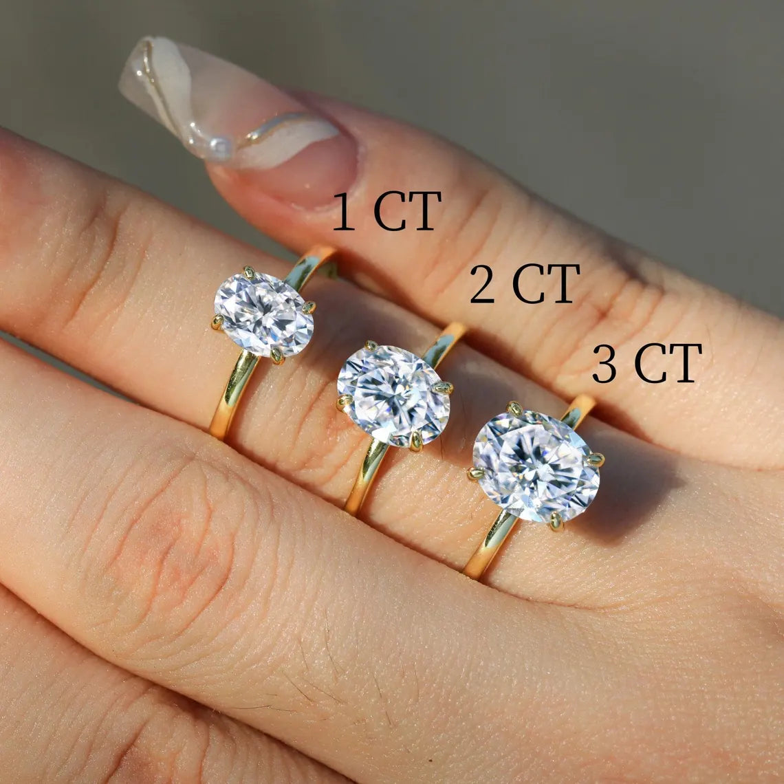 1.0CT Oval Cut Daimond Solitaire Moissanite Engagement Ring