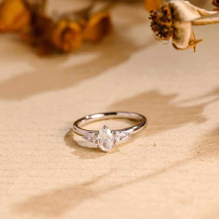 0.50CT Oval Cut Three Stone Moissanite Engagement Ring