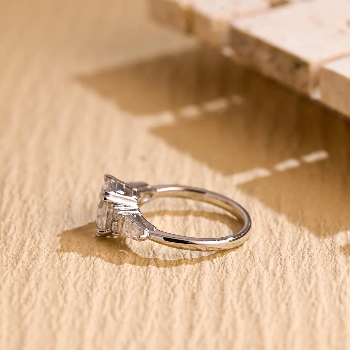 1.50 CT Round Brilliant Cluster Diamond Moissanite Engagement Ring