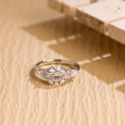 1.50 CT Round Brilliant Cluster Diamond Moissanite Engagement Ring