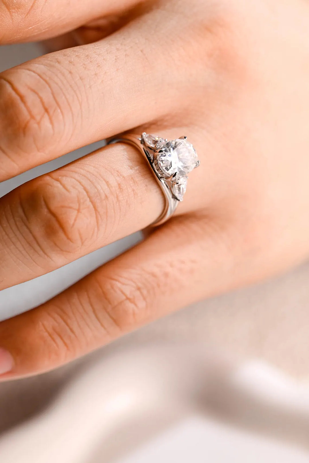 1.50 CT Oval Cut Three Stone Moissanite Engagement Ring