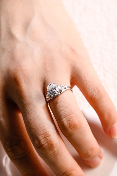 1.50 CT Oval Cut Three Stone Moissanite Engagement Ring