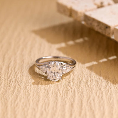 1.50 CT Oval Cut Three Stone Moissanite Engagement Ring