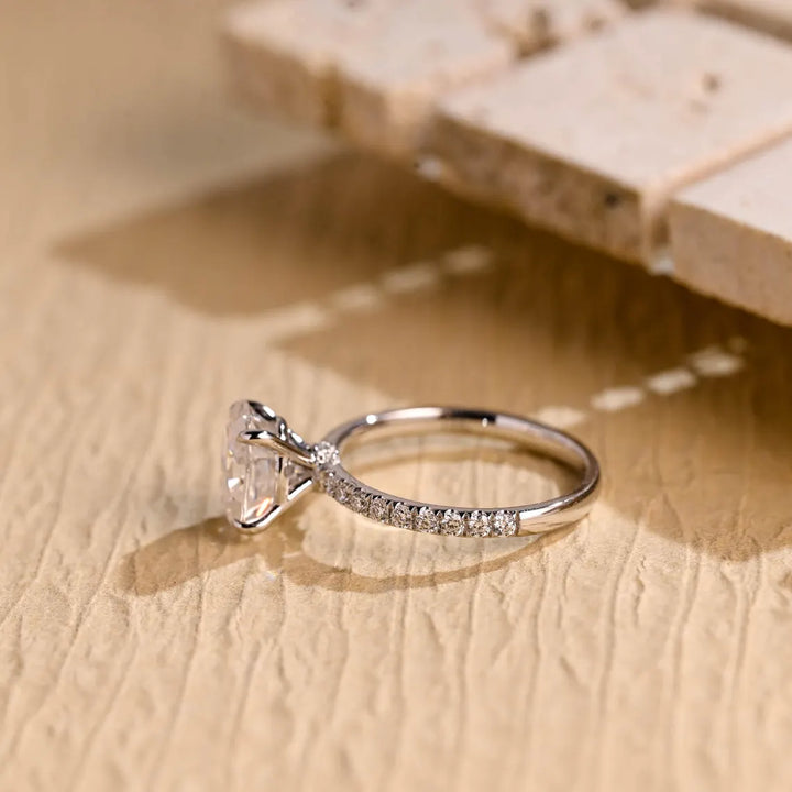 1.0 CT Oval Cut Pave Setting Moissanite Engagement RIng
