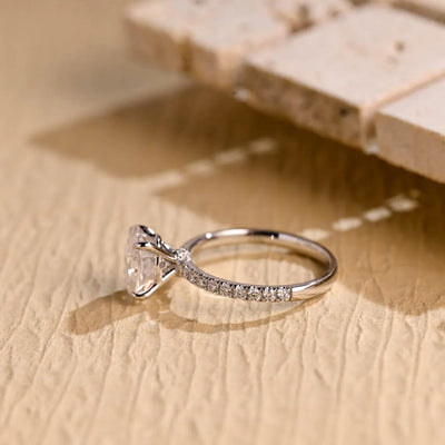 1.0 CT Oval Cut Pave Setting Moissanite Engagement RIng