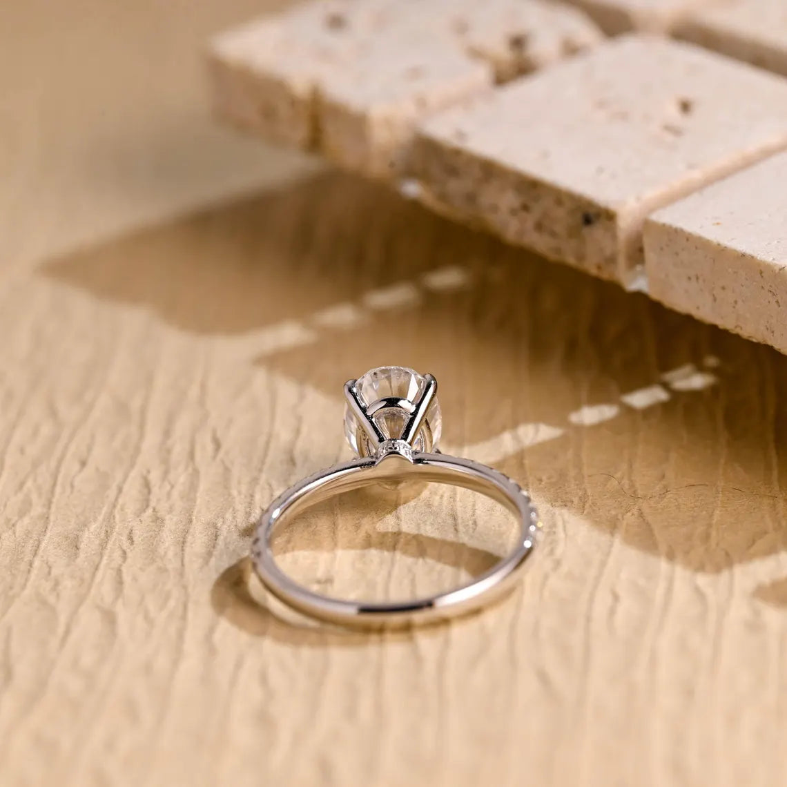 1.0 CT Oval Cut Pave Setting Moissanite Engagement RIng