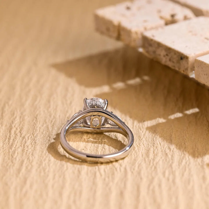 1.50 CT Oval Cut Three Stone Moissanite Engagement Ring