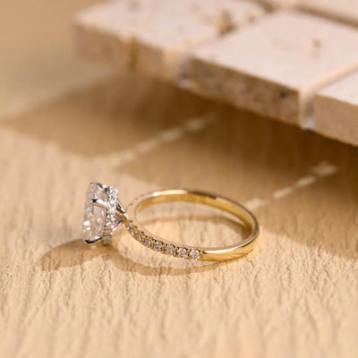 1.0 CT Oval Cut Hidden Halo Moissanite Engagement Ring