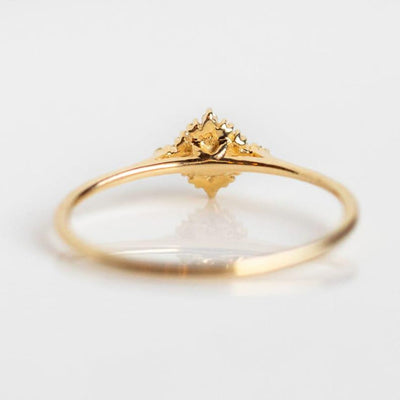 Dainty Pearl Gemstone Ring With Round Diamond -June Birthstone