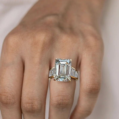 3.50CT Emerald Cut Lab-Grown Diamond Channel Set Engagement Ring
